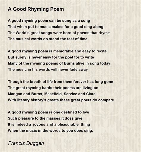 good rhyming words for poems.